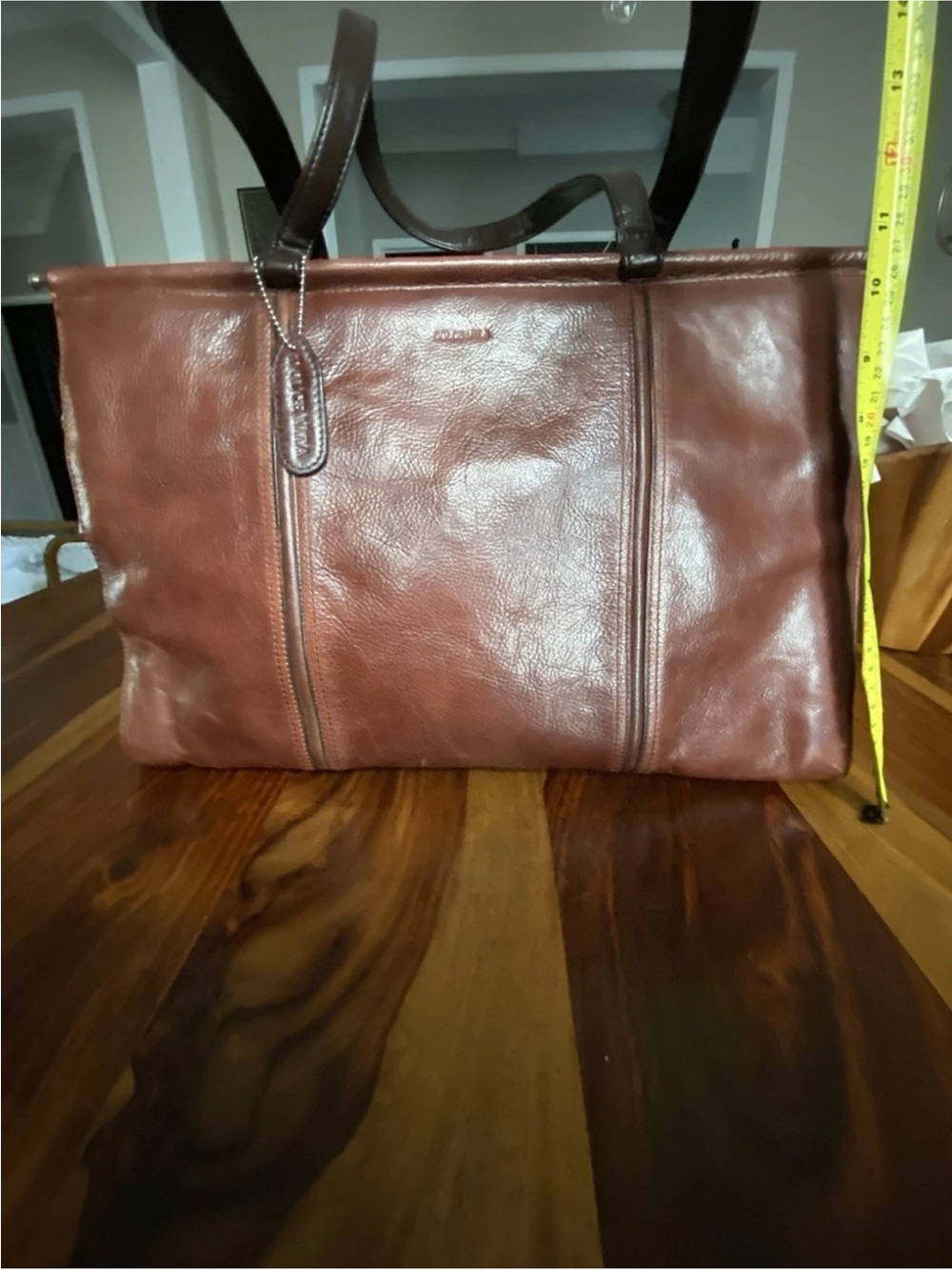 Dolce vita Leather Tote Bag in Brown with Dark Handles